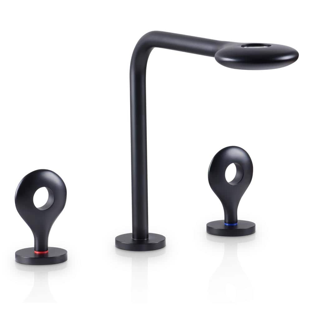 8 in. Simple Widespread Deck Mount Double Handle Bathroom Faucet with 360-D