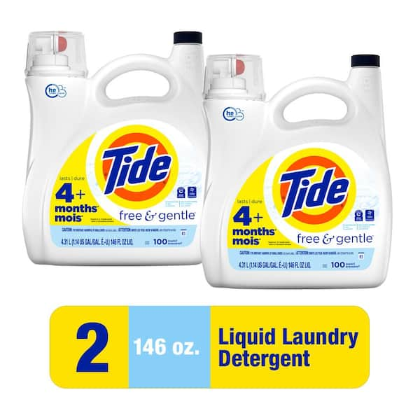 Tide 146 fl. oz. Free and Gentle Liquid Laundry Detergent (100-Loads)  (Multi-Pack 2) 078557165078 - The Home Depot