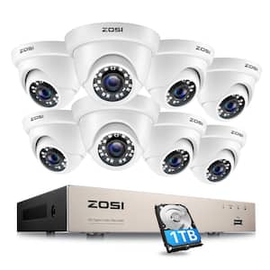 8-Channel 1080p 1TB Hard Drive DVR Security Camera System with 8-Wired Dome Cameras