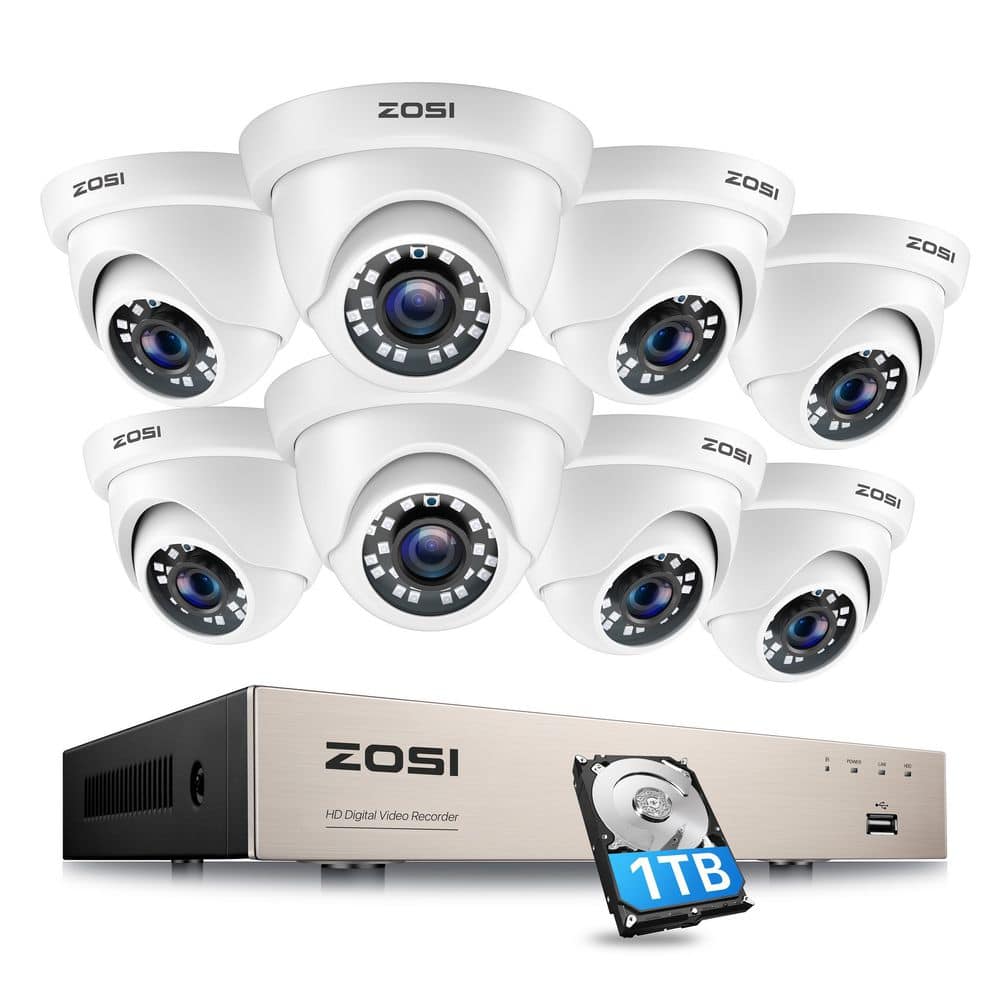 ZOSI 8-Channel 1080p DVR Security Camera System with 8-Wired