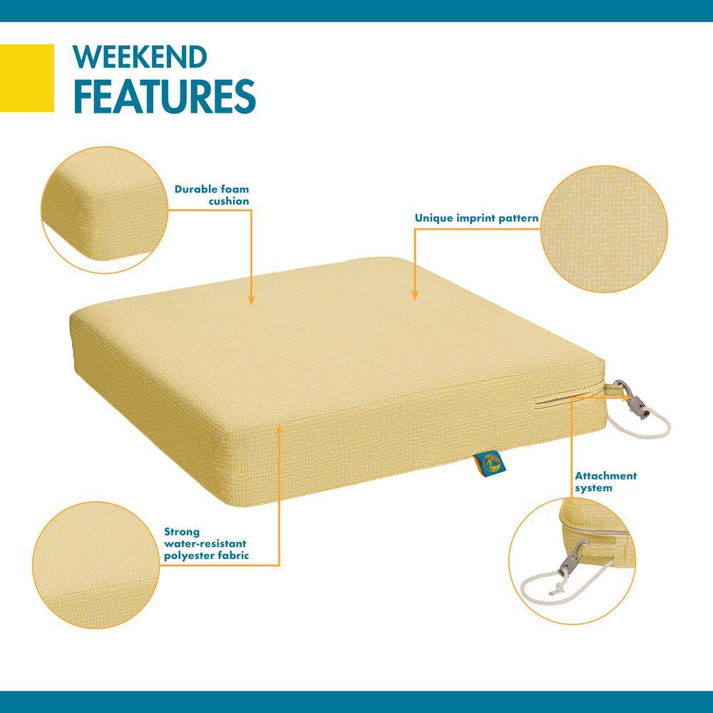 Weekend Water-Resistant Outdoor Dining Chair Cushion, 19" x 19" x 3"