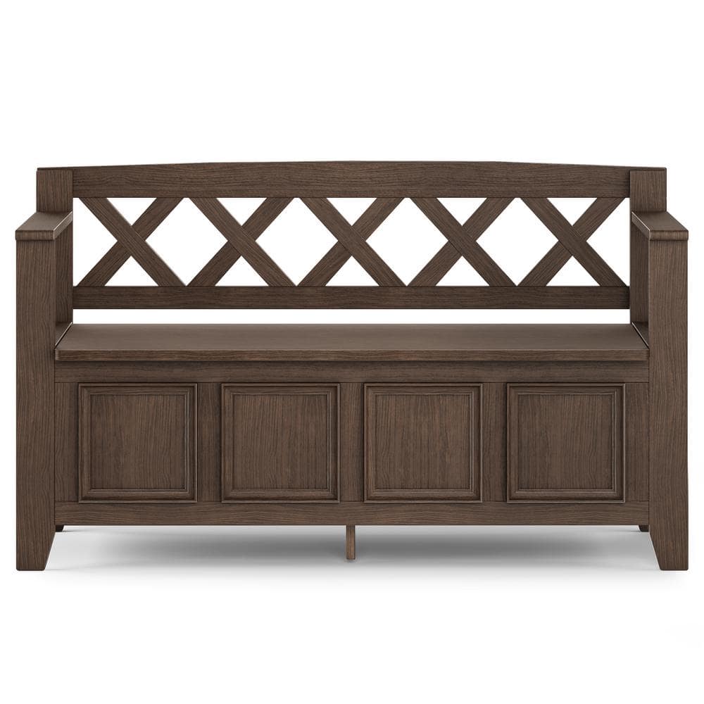 Amherst Farmhouse Brown Solid Wood Entryway Storage Bench