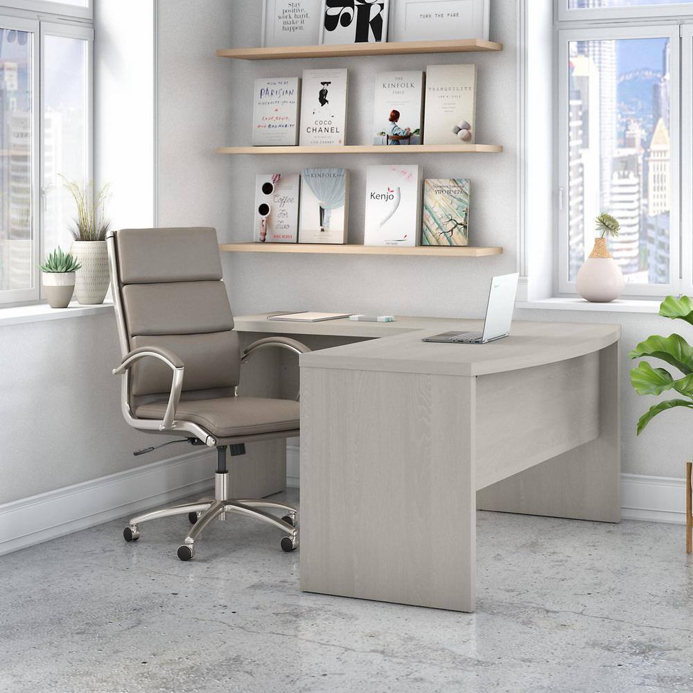 Gray Sand L-Shaped Wood Home Office Desk