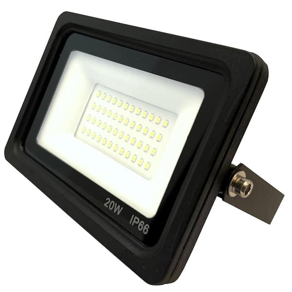 J H LED 140 Watt Equivalent Integrated Black Outdoor LED Flood