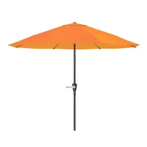 9 ft. Aluminum Outdoor Market Patio Umbrella with Hand Crank Lift in Orange