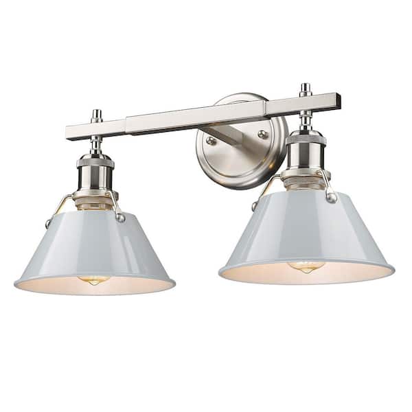 Golden Lighting - Orwell 18.25 in. 2-Light Pewter Vanity Light with Dusky Blue Shades