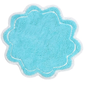 Allure Collection 100% Cotton Tufted Round Bath Rug, 30 in. Round, Turquoise