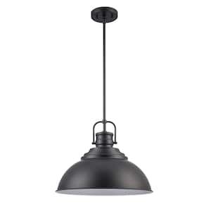 Home Decorators Collection Shelston 16 in. 1-Light Black Farmhouse ...