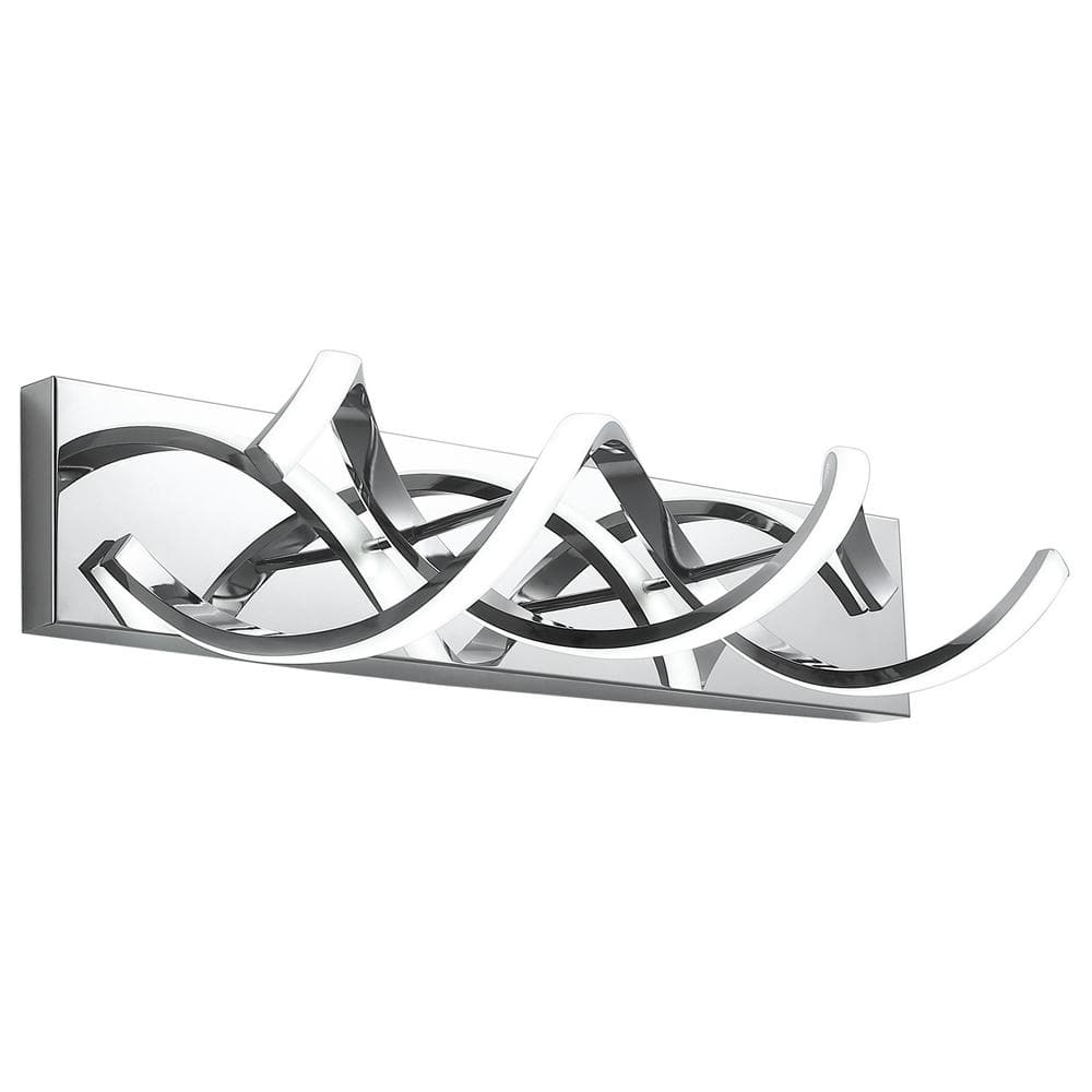 23.6 in. 2-Light Vanity Light LED Modern DNA Design Wave Chrome Bathroom LE