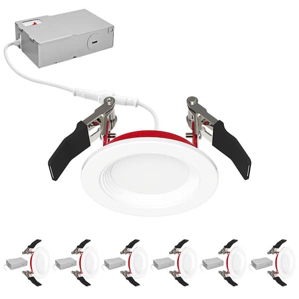 3 in. Integrated LED Recessed Light Fire Rated 5CCT, 2-Hour Fire Rating 550LM Dimmable Baffle IC Wet Rated UL 6-Pack