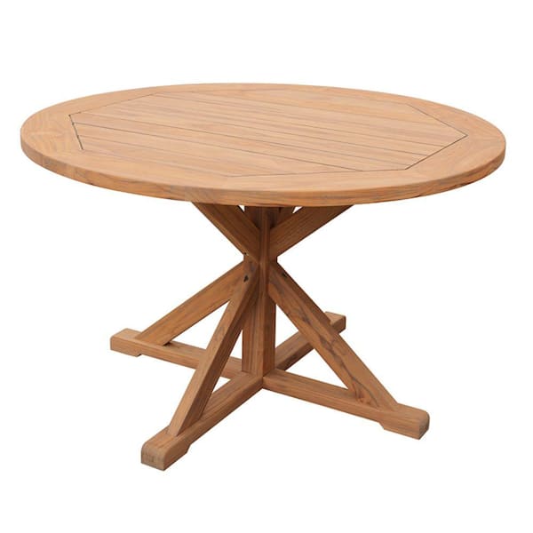 Courtyard Casual 48 in. Round Flag Leg Outdoor Dining Table