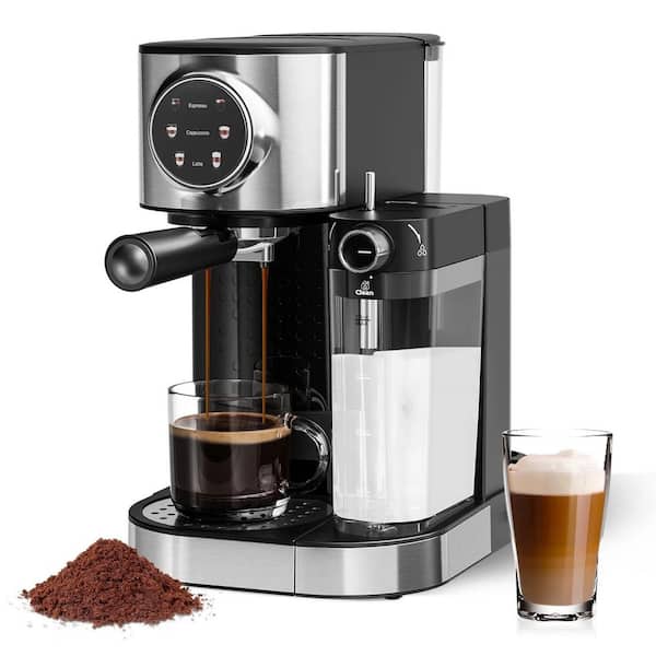 Single Serve Cup 20 Bar Espresso and Coffee Maker with Milk Frother Steam Wand, with Color Touchscreen in Black