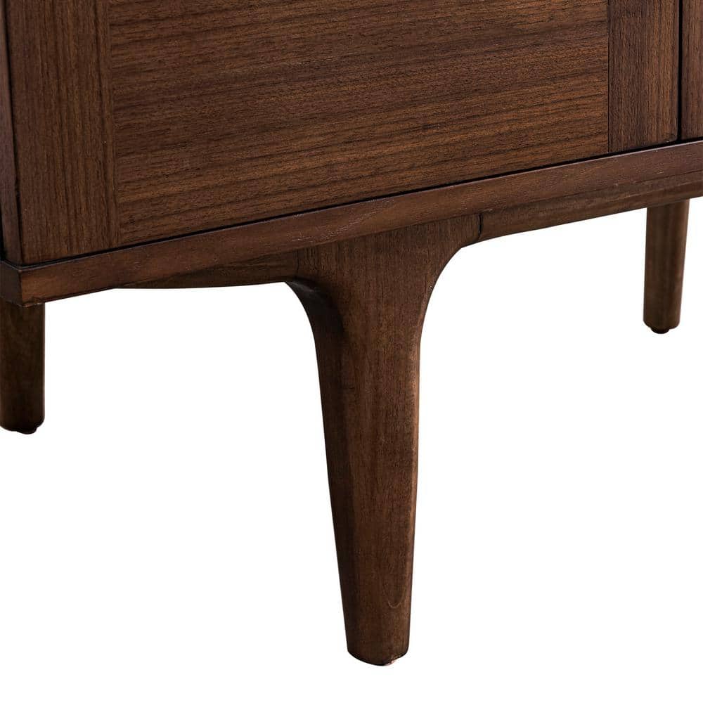 Amberly 72-Inch Walnut Double Vanity Base Cabinet with Brass Knobs