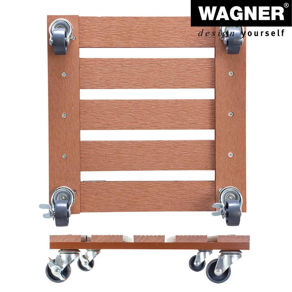 11.4" Terra Cotta Wood Plastic Composite Square Plant Caddy