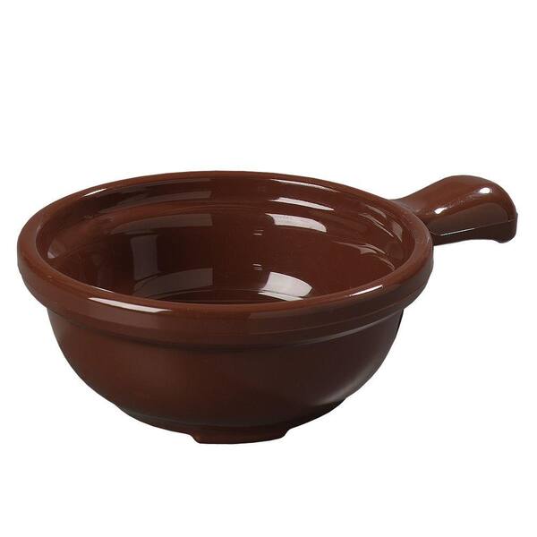 Carlisle 12 oz. 5.25 in. Diameter Polycarbonate Handled Soup Bowl in Lenox Brown (Set of 24)