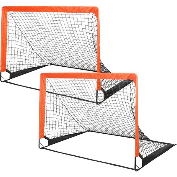 HOTEBIKE 4 ft. x 3 ft. Portable Orange Soccer Goal, Pop Up Folding Soccer Net with 2 Oxford Cloth Bags and 8 Stakes