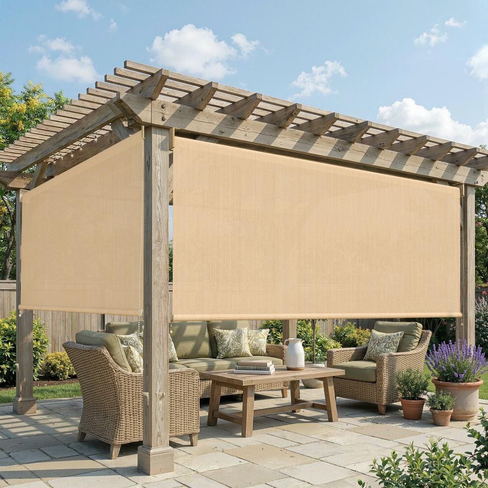 5 ft. x 6 ft. Wheat Outdoor Roller Shade with Chain Operation, 95% UV Block Privacy Sun Shade for Patio and Pergola price history on PriceWatchPro