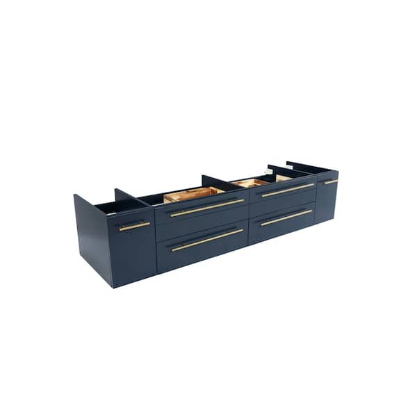 Fresca Lucera 72 in. Wall Mount Floating Double Bath Vanity Cabinet without Top in Royal Blue - Vessel Sink Compatible