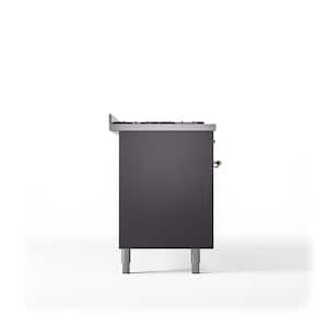 Nostalgie II 60 in. 9 Burner+Griddle Freestanding Double Oven Dual Fuel Range in Matte Graphite with Copper