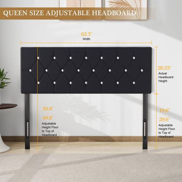VECELO Queen Velvet Headboard Diamond Tufted 6 Heights 39.8
