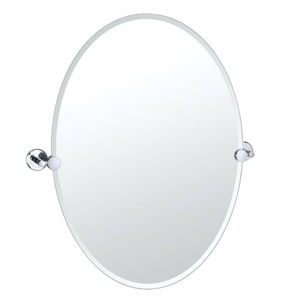 Gatco Latitude II 24 in. x 27 in. Frameless Oval Mirror in Chrome