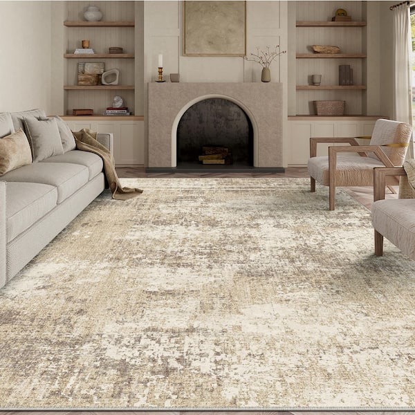 Mist Gray/Beige 8 ft. x 10 ft. Modern Abstract Area Rug