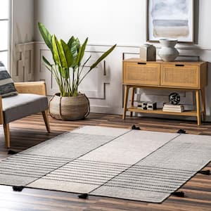 Sharyn Gray 6 ft. x 9 ft. Striped Wool Area Rug