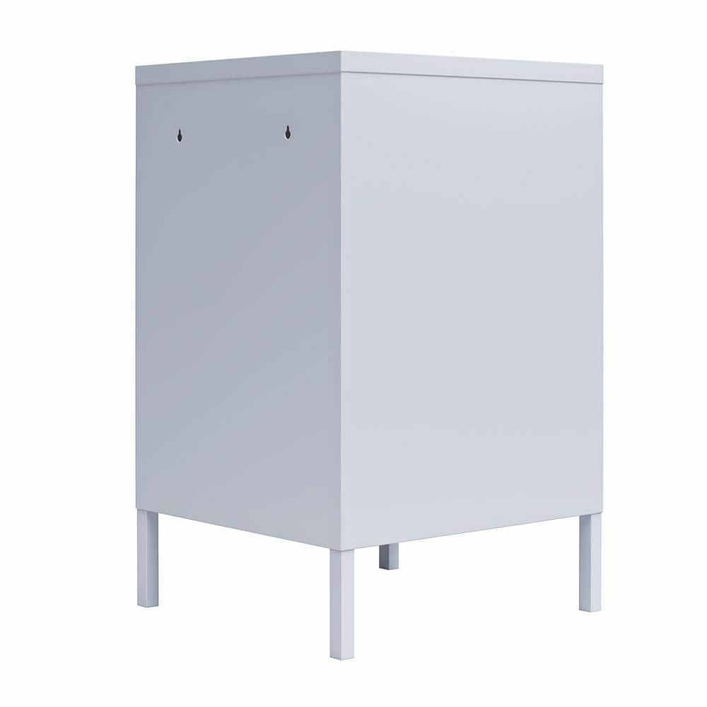 Powder Blue Metal Locker End Table with Storage