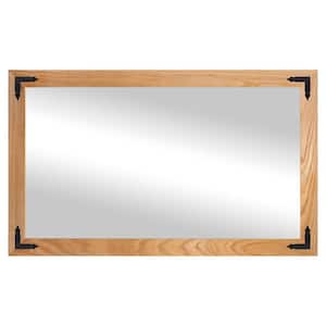 (33 in. W x 60 in. H) Natural Hardwood Rectangle Mirror with Decorative Corner Bracket