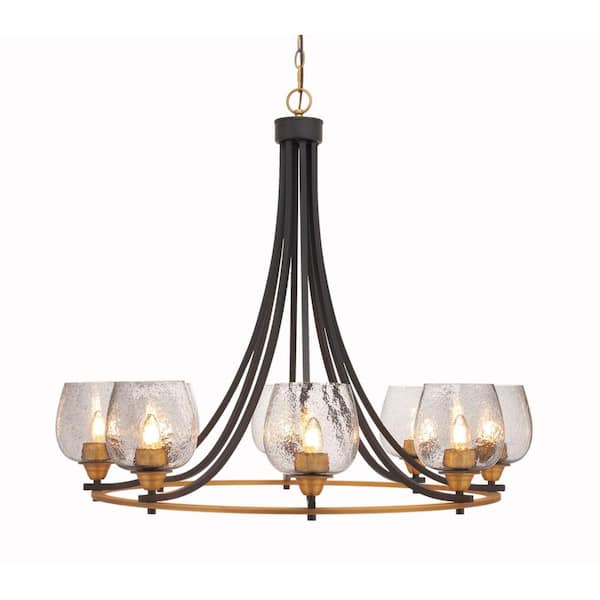 Unbranded Madison 8-Light Black and Nickel Cluster Chandelier for Dinning Table with 6 in. Smoke Bubble Glass No Blubs Included