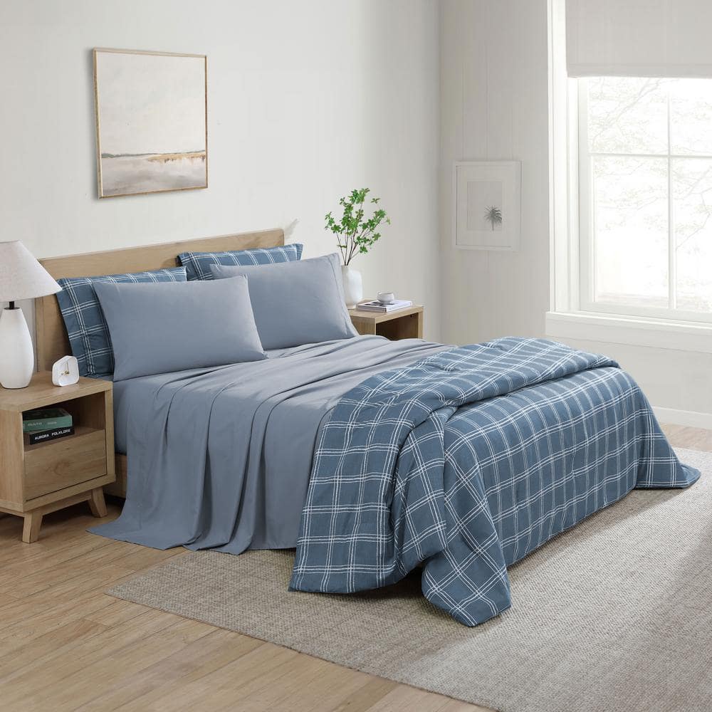 Navy Full Reversible Microfiber Down Alternative Bed-In-A-Bag Set