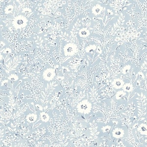 Agathon Light Blue Floral Wallpaper Sample