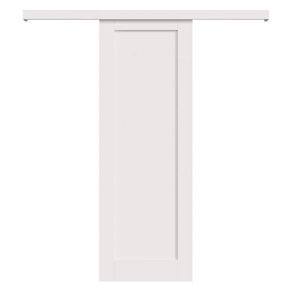 ARK DESIGN 28 in. x 80 in. Hidden Track Style 1 Panel White Primed MDF ...