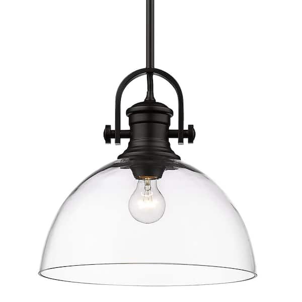Golden Lighting Hines 1-light Black Pendant Light with Clear Shade