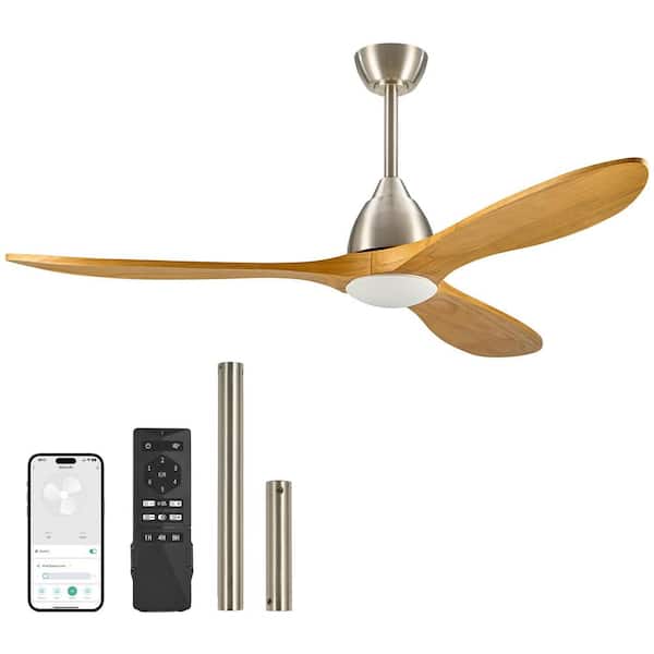 60 in. Smart Indoor Brushed Nickel Standard Ceiling Fan with Dimmable Integrated LED and Remote Included