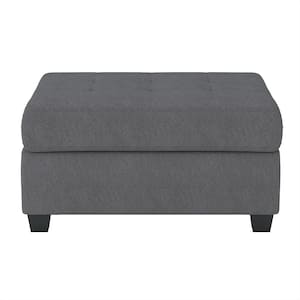 Colrich Dark Gray Microfiber Rectangle Storage Ottoman