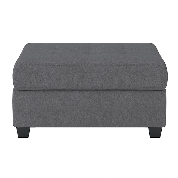 Lazzara Colrich Dark Gray Microfiber Rectangle Storage Ottoman