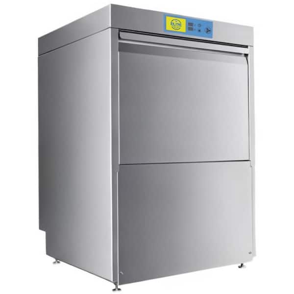 25 in. W Front Control Commercial NSF Countertop 3 Phase Dishwasher EH50 in Stainless Steel with 3-Cycles 58 dBA