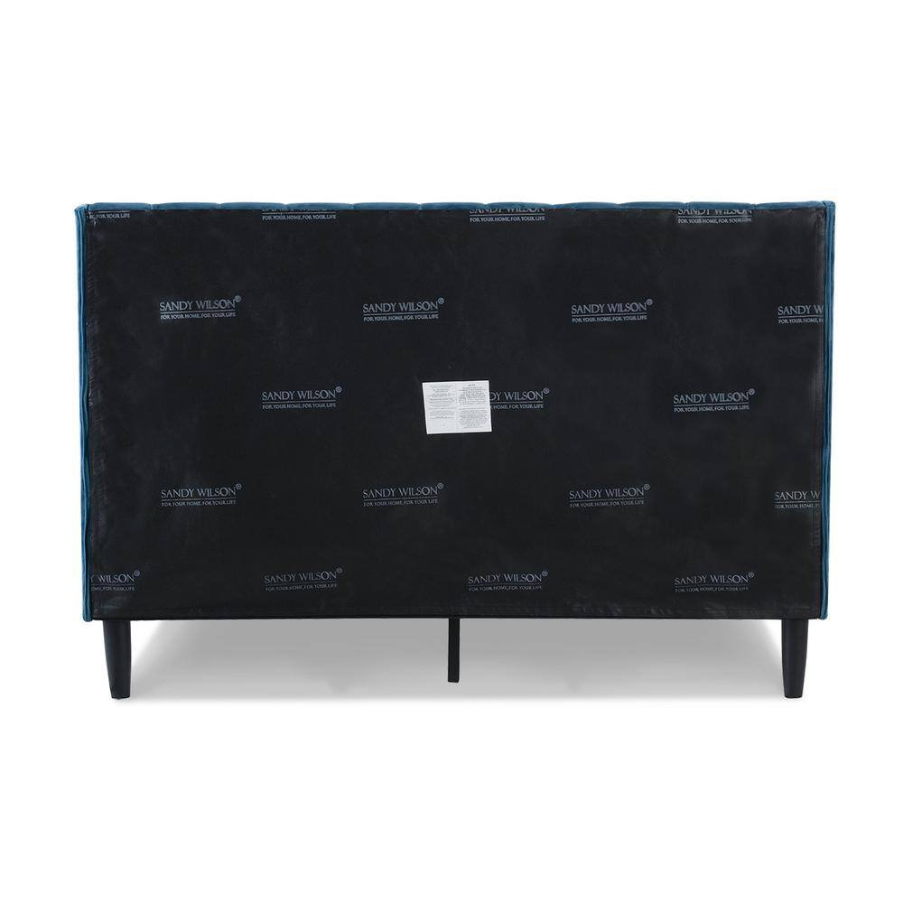 Aspen Teal Velvet Upholstered Queen Platform Bed with Tufted Headboard