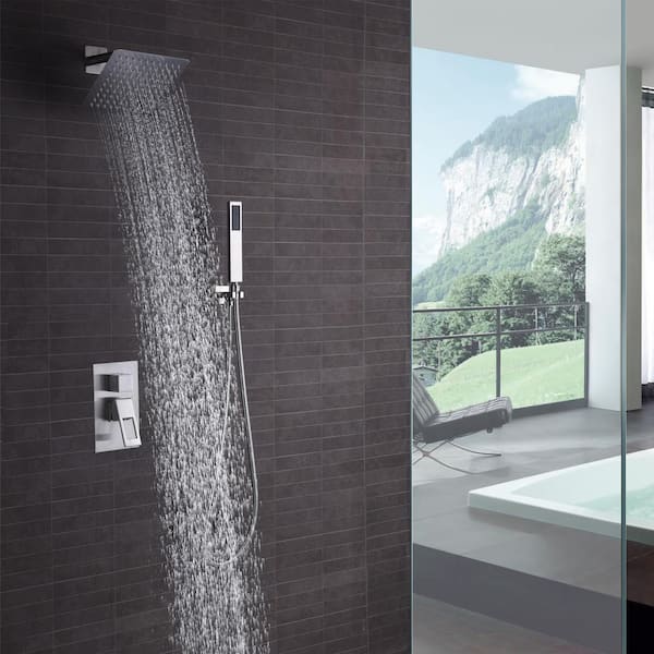 Modern 1-Handle 1-Spray Shower Faucet 1.8 GPM with Hand Shower in Brushed Nickel(Valve Included)