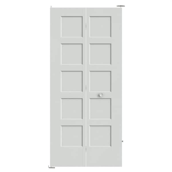 36 in. x 80 in. 5-Panel Bayshore Hollow Core Primed Molded Composite Bi-Fold Door