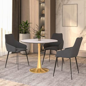 Round Dining Table Modern 35 in. MDF Wood Tabletop with Gold Steel Pedestal Base Bristol Series in Natural Wood