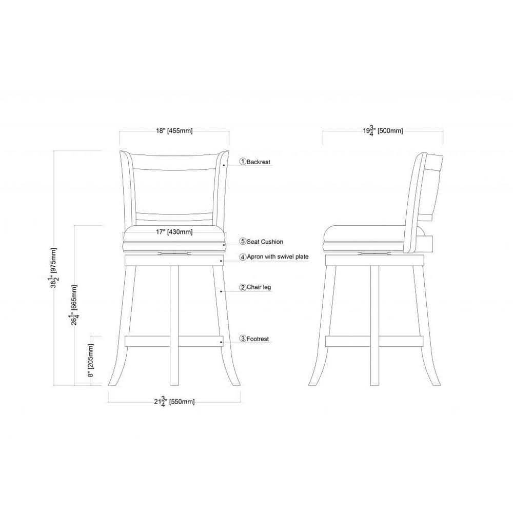 Augusta 24" Brown Swivel Hardwood Counter Stool