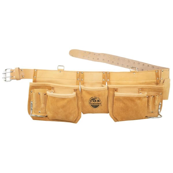 12-Pocket Top Grain Leather Work Apron with 2 in. Belt