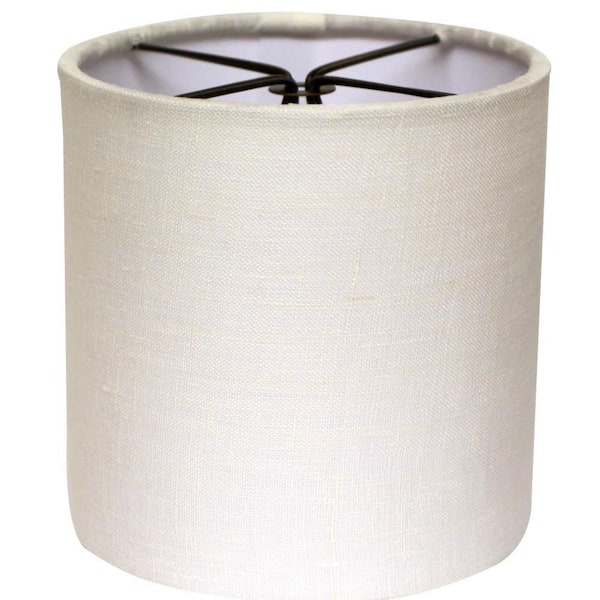 Mix and Match 4.5 in. White Linen Cylindrical Lamp Shade with Clip On Fitter