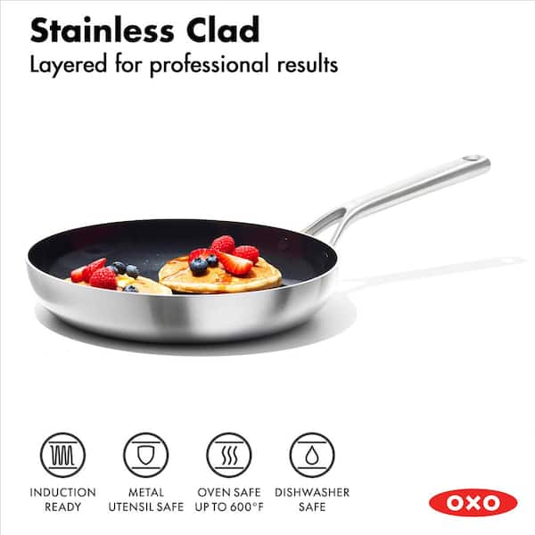 OXO Mira Tri-Ply 8 Stainless Steel Fry Pan Black