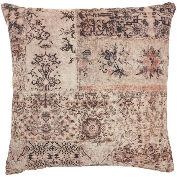 57 GRAND BY NICOLE CURTIS Nicole Curtis Gray Floral Multicolor Removable Cover 24 in. x 24 in. Throw Pillow
