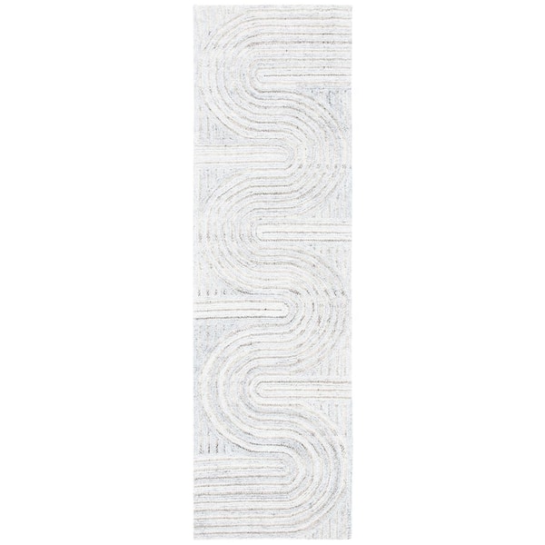Southampton 2 ft. x 10 ft. Gray Meander Striped Runner Rug