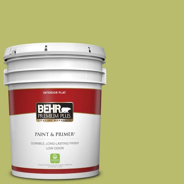 BEHR PREMIUM PLUS 5 gal. #P360-5 Citrus Peel Flat Low Odor Interior Paint & Primer