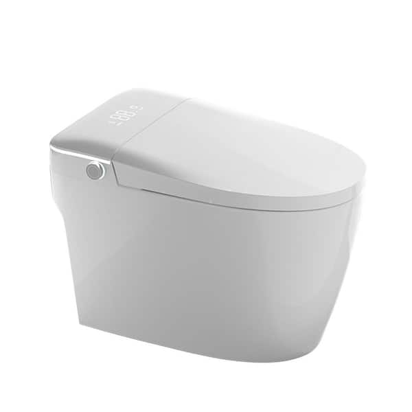 1. 32GPF Elongated Bidet Toilet in White with Automatic Flip Cover, Auto Flush, Foot Sensor, Heated Seat, Warm Water